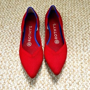 Rothy’s 5.5 Bright Red Point flats!! Worn, but in great condition.